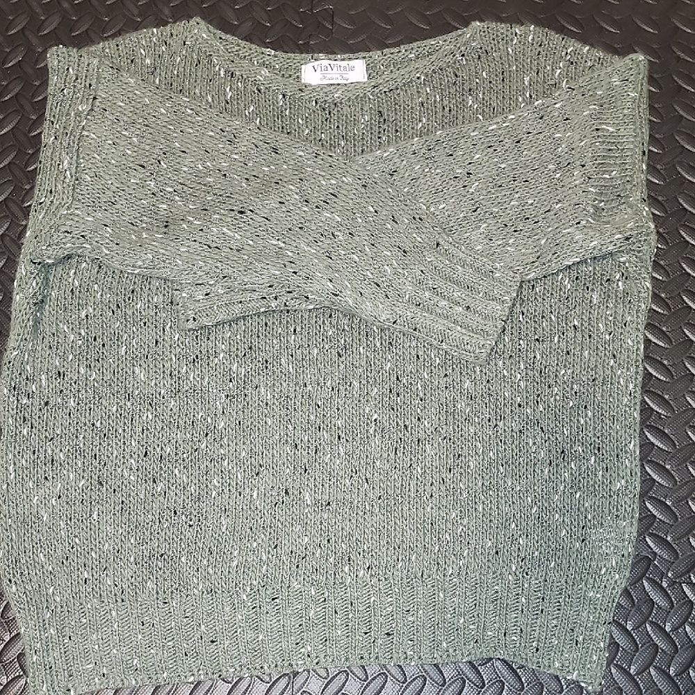 ViaVital Made in Italy Blue Speckled Wool KnitSweater S – Soft Layering Knit